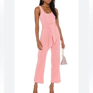 Saylor Molly Ribbed Jumpsuit in Pink Size S